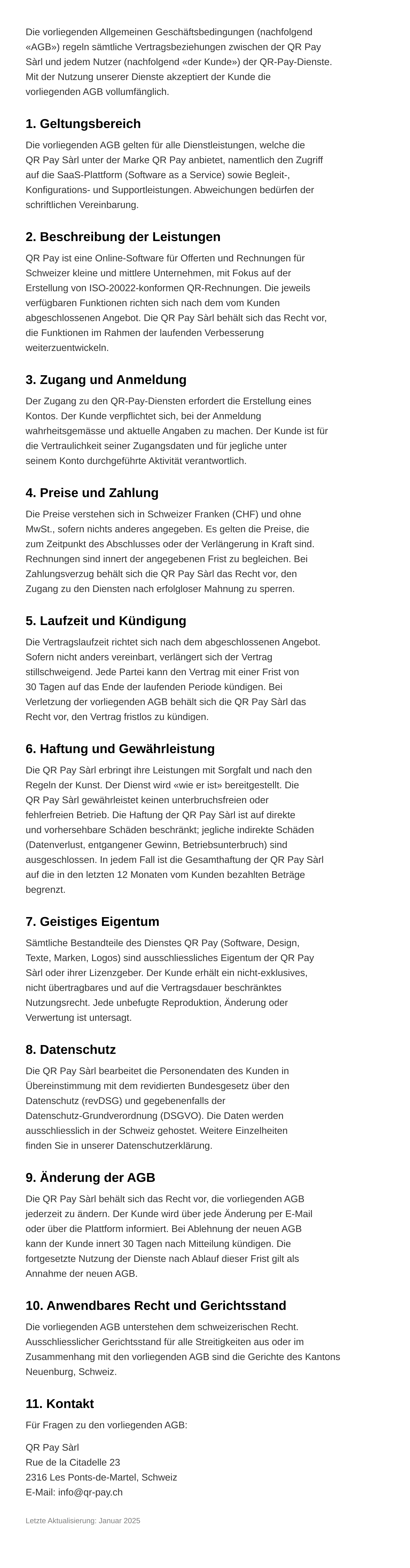 Allgemeine Geschäftsbedingungen