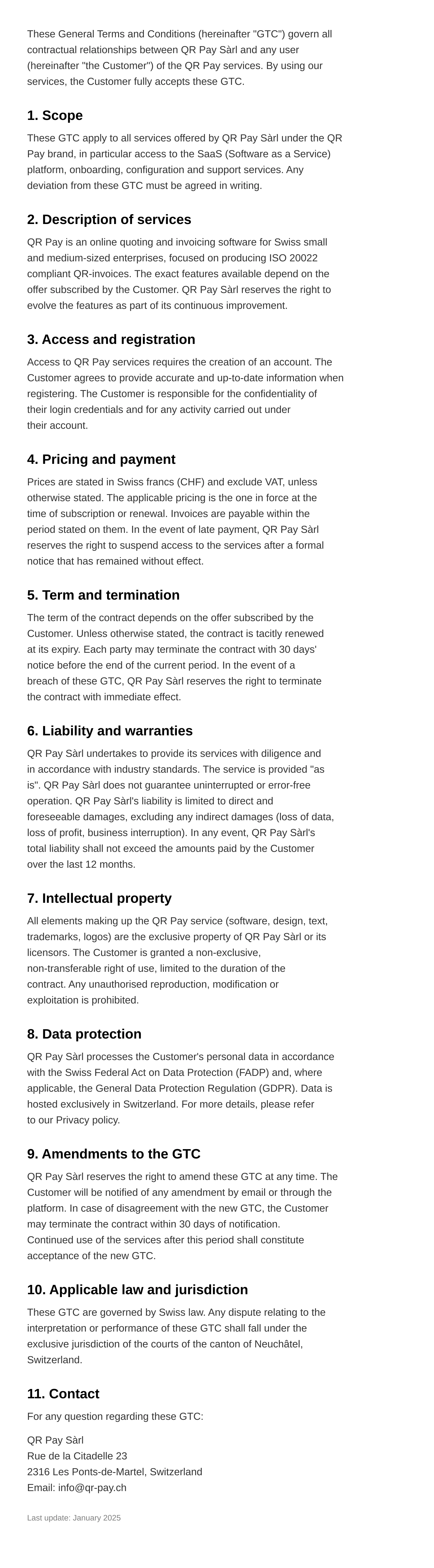 General terms and conditions