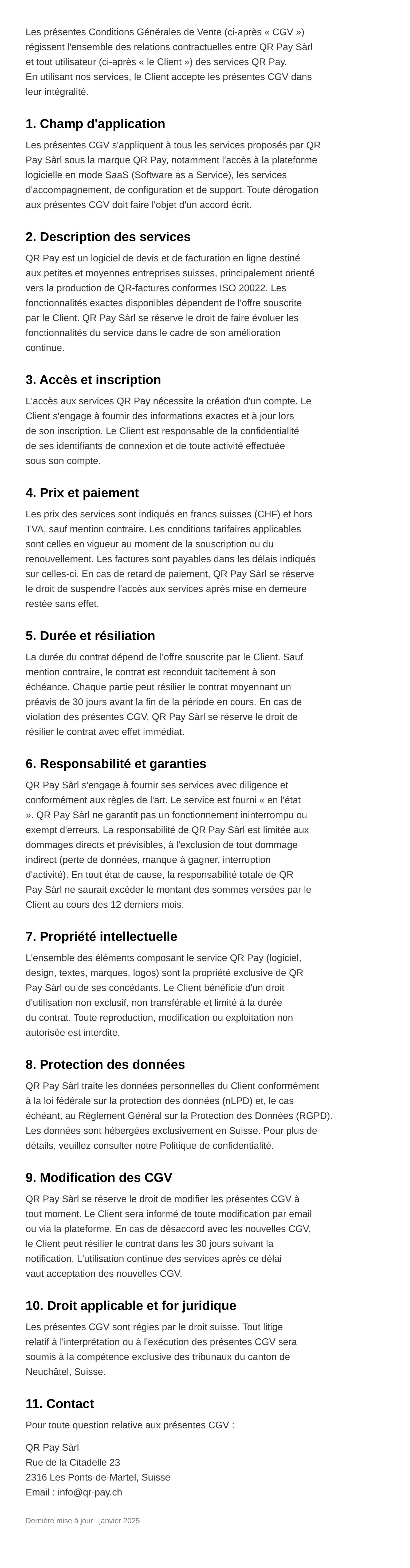 Conditions Générales de Vente